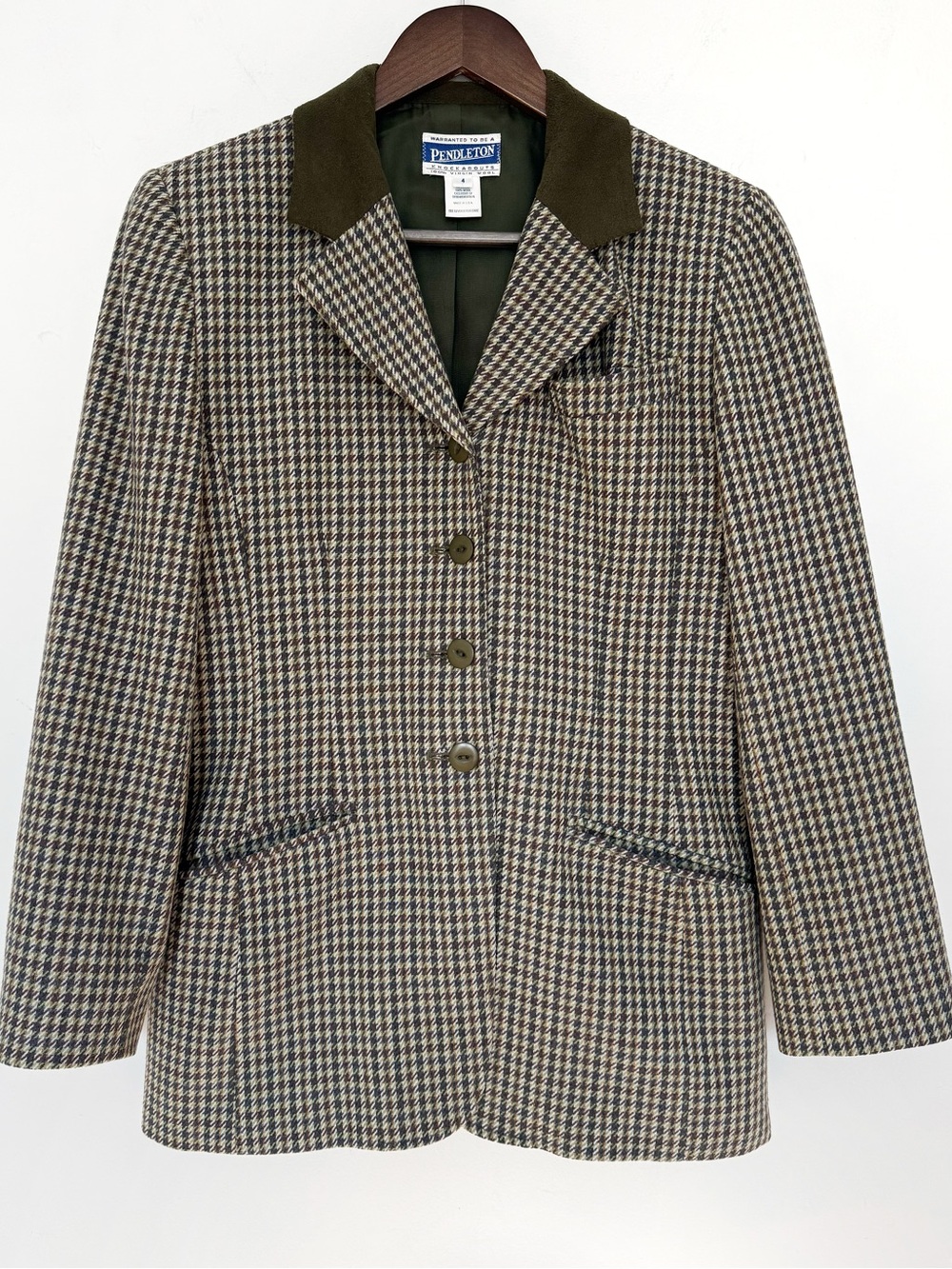 Vintage Pendleton Blazer Houndstooth Equestrian Ridign Jacket